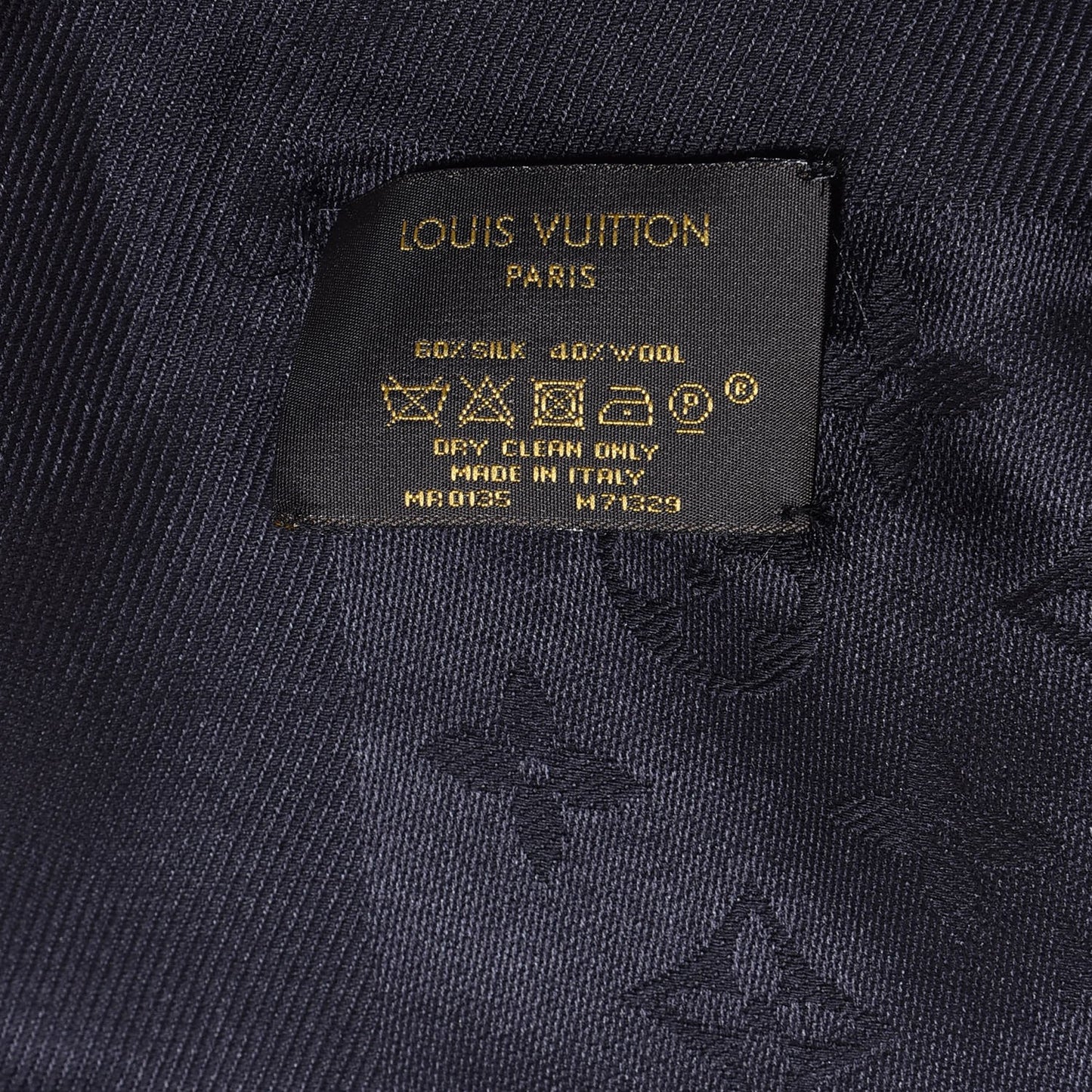 Silk Wool Monogram Shawl Black