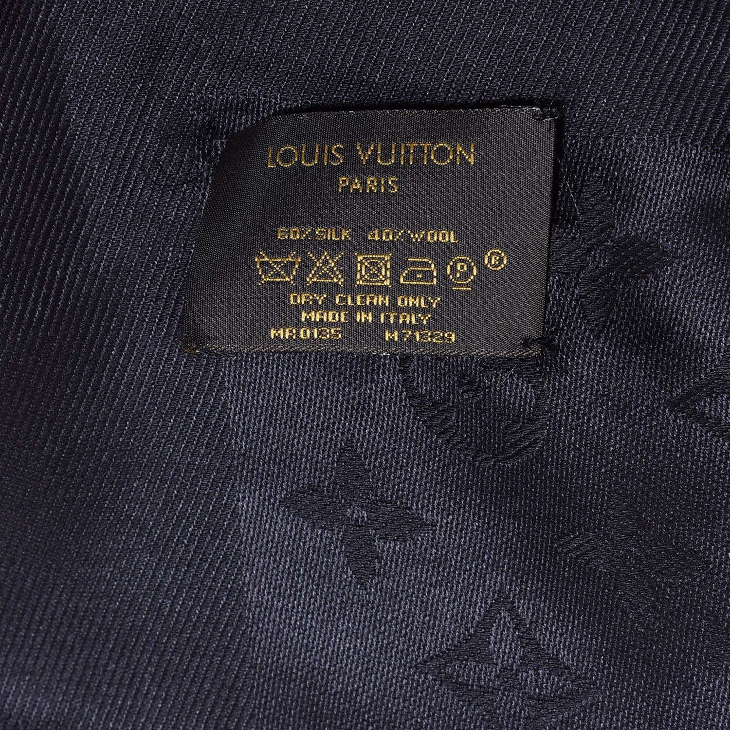 Louis Vuitton Silk Wool Monogram Shawl Black 5 of 7