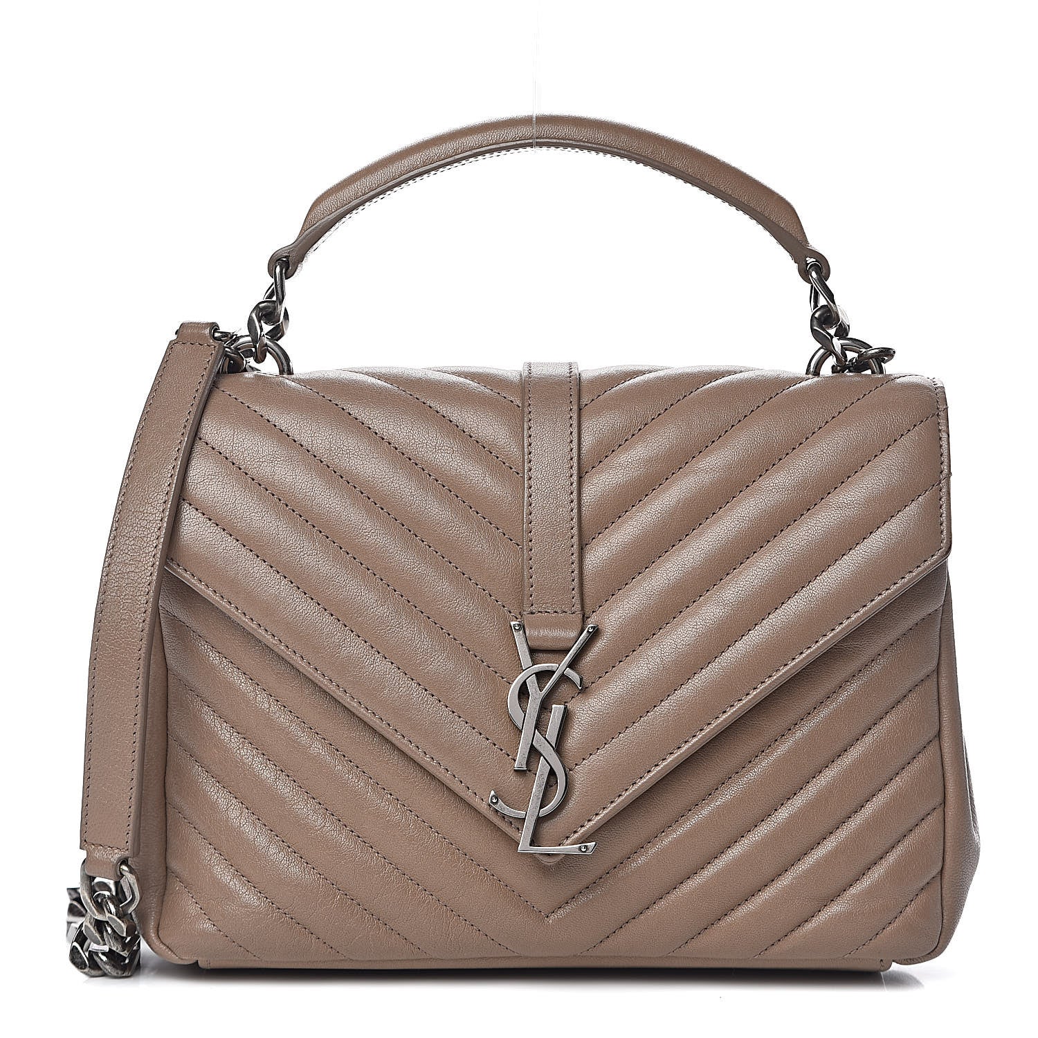 Saint Laurent Sheepskin Matelasse Chevron Monogram Medium College Bag Fard 1 of 14