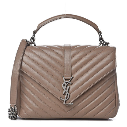 Saint Laurent Sheepskin Matelasse Chevron Monogram Medium College Bag Fard 1 of 14