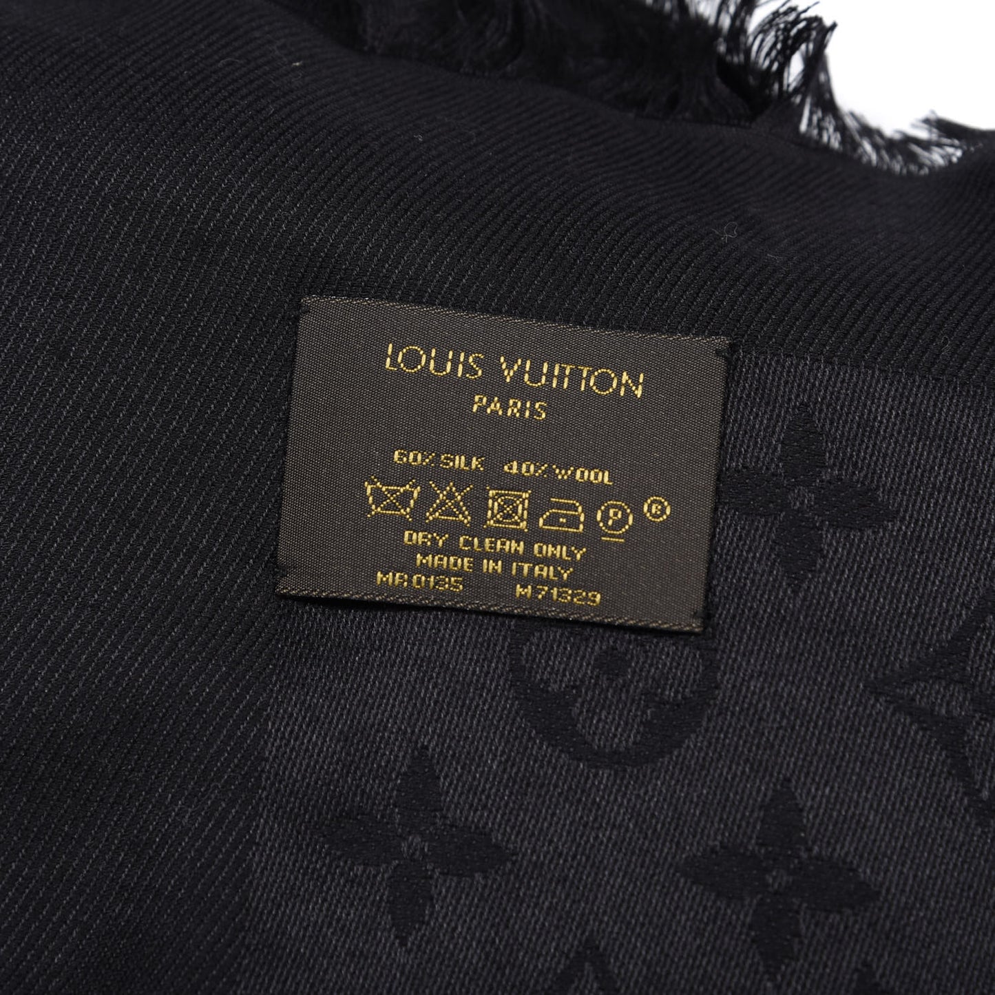 Silk Wool Monogram Shawl Black