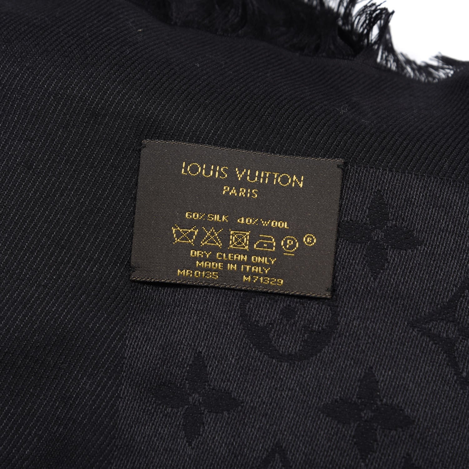 Louis Vuitton Silk Wool Monogram Shawl Black 2 of 3