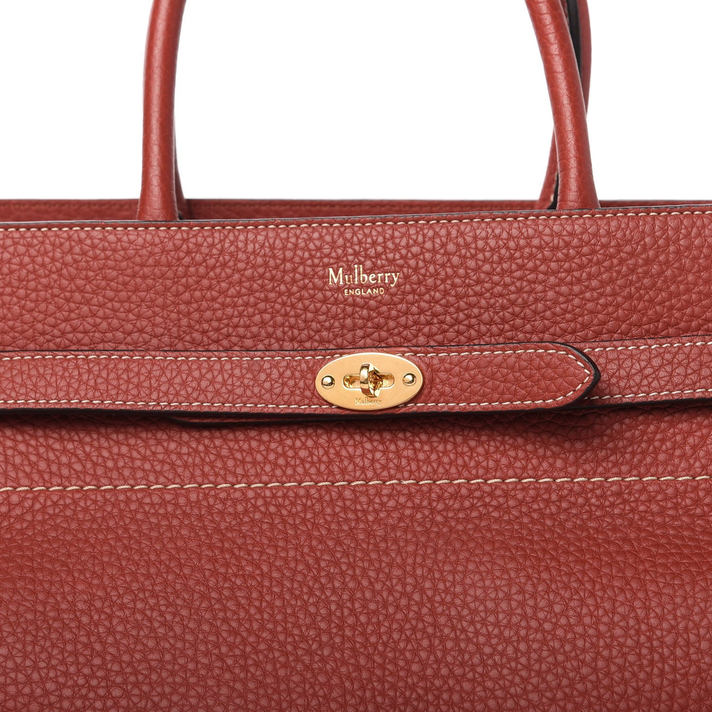 Classic Grain Calfskin Belted Bayswater Tote Rust