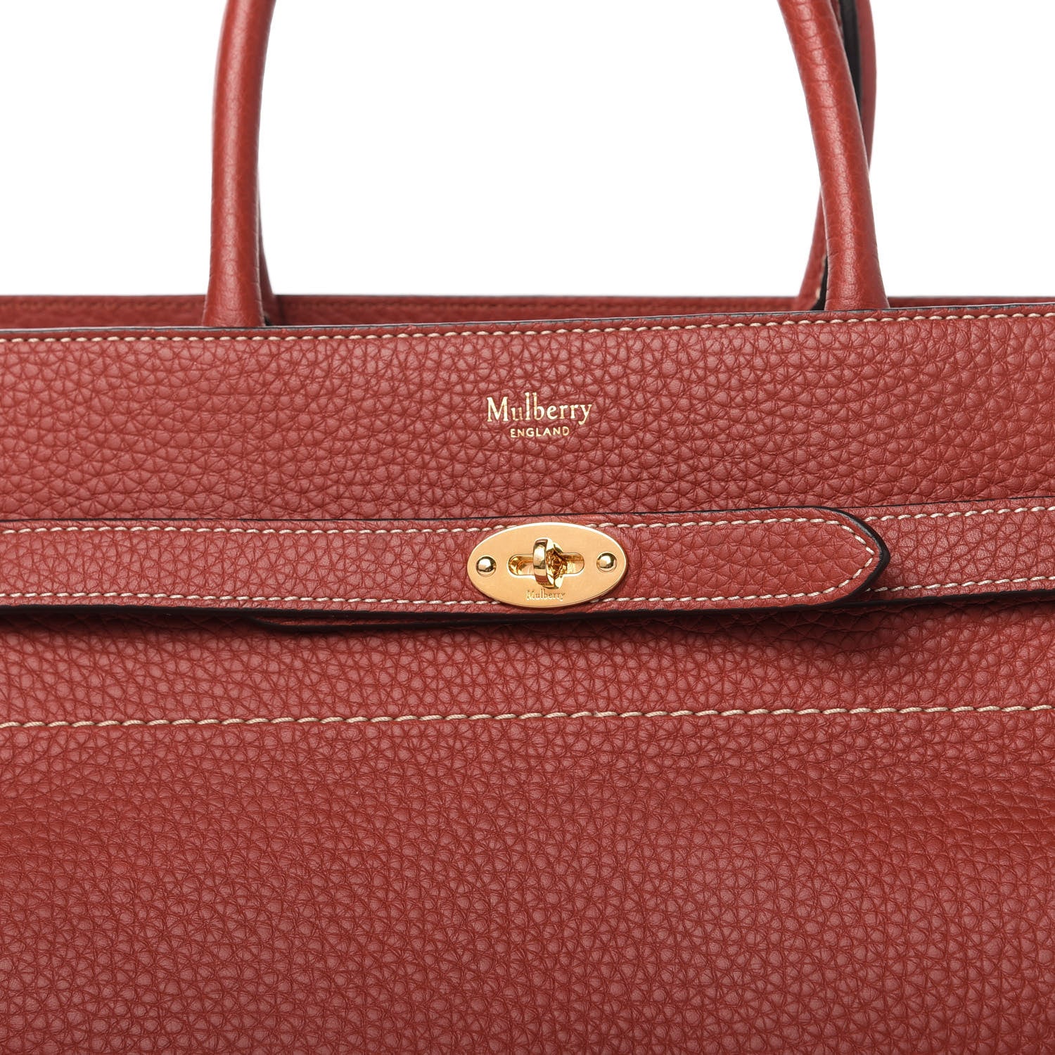 Mulberry Classic Grain Calfskin Belted Bayswater Tote Rust 10 of 10