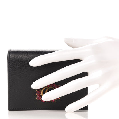Gucci Calfskin Crystal Double G Card Case Black 2 of 8