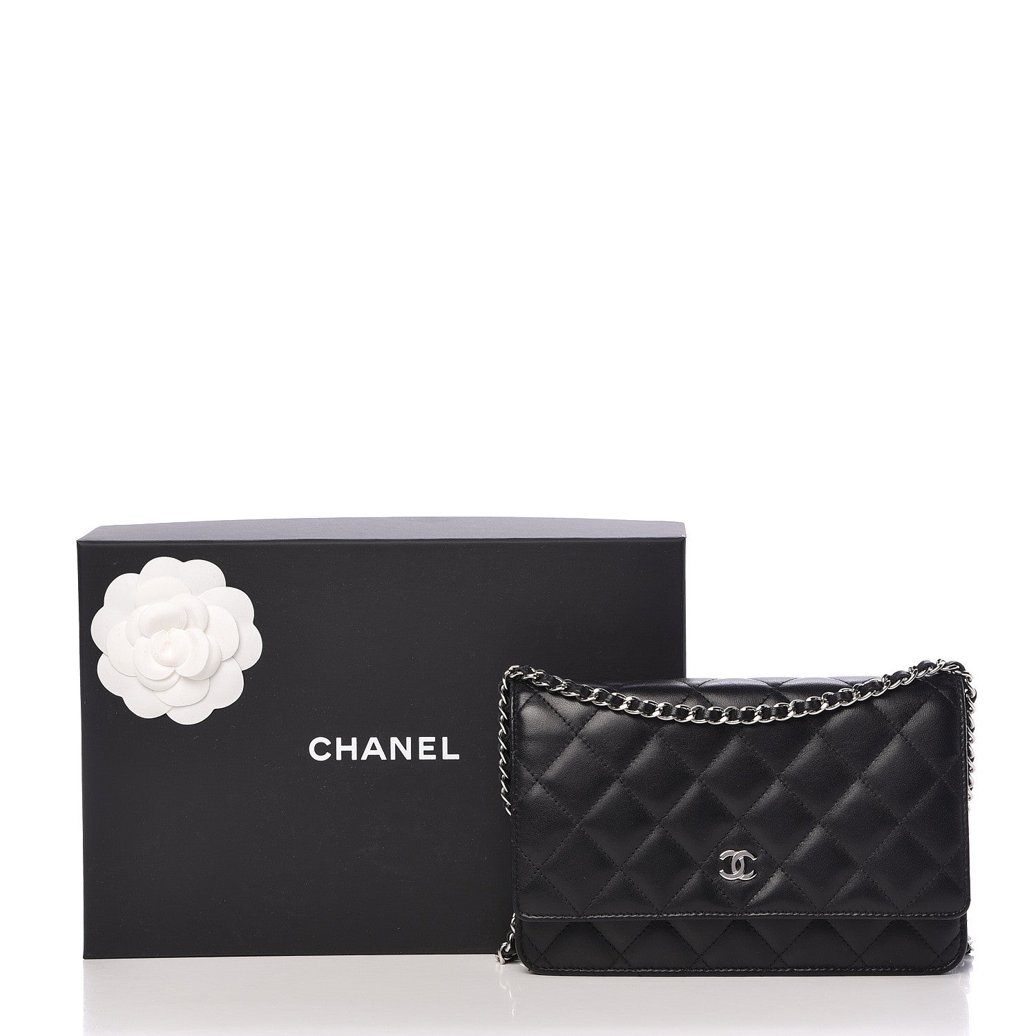 Chanel Lambskin Quilted Wallet On Chain WOC Black 12 of 12