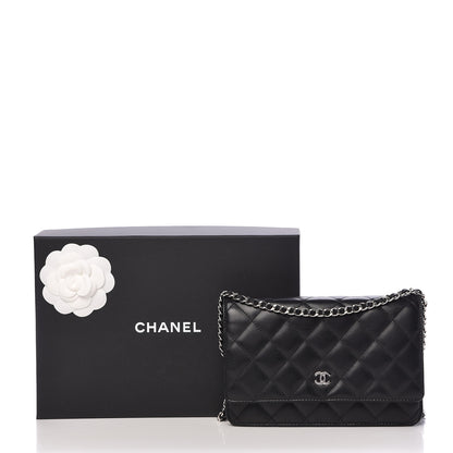 Chanel Lambskin Quilted Wallet On Chain WOC Black 12 of 12