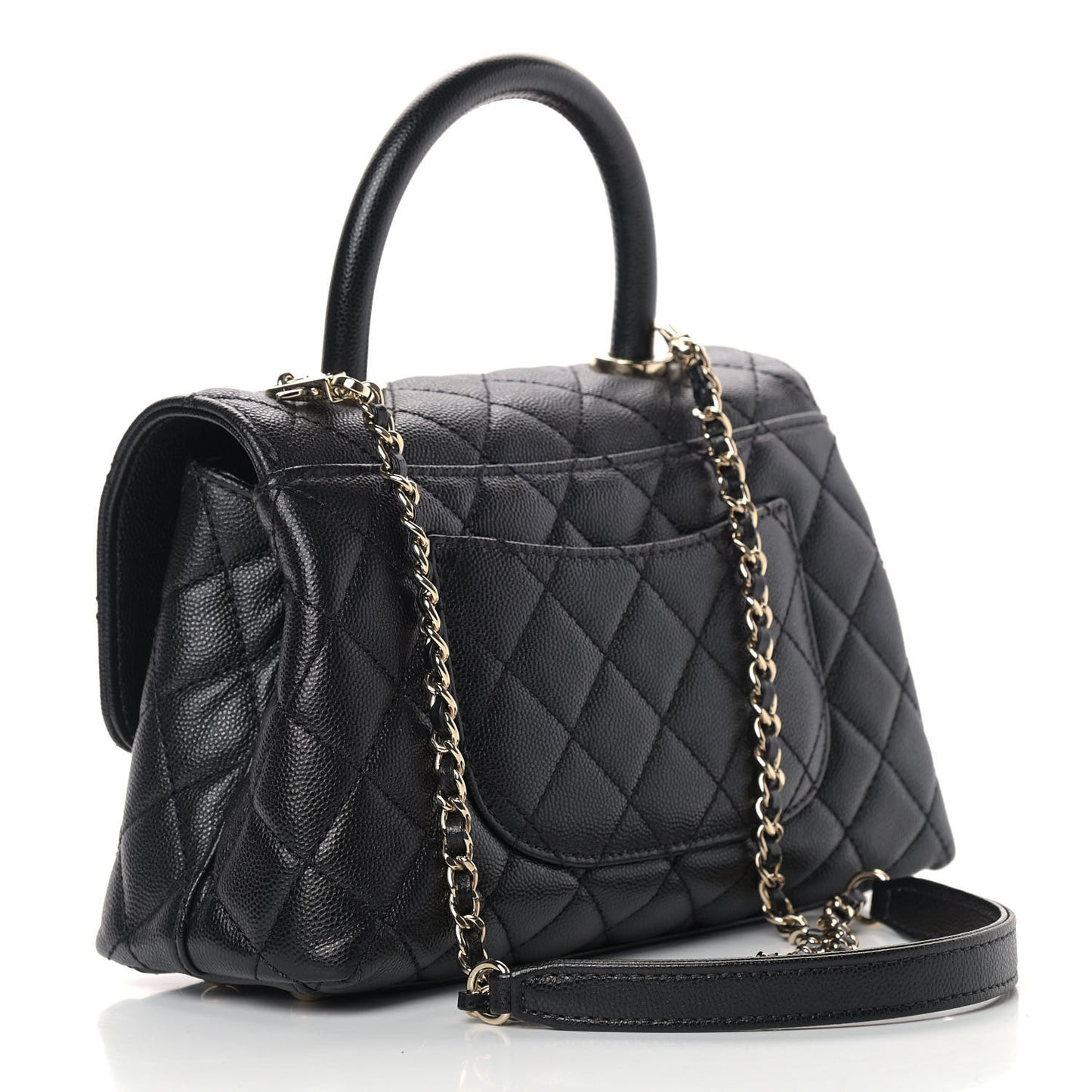Caviar Quilted Mini Coco Handle Flap Black