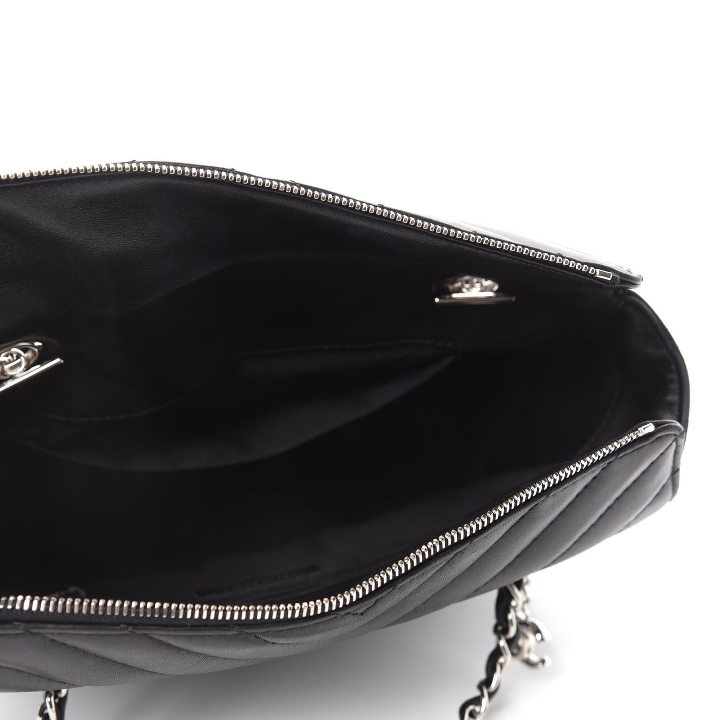Lambskin Surpique Chevron Small Tote Black