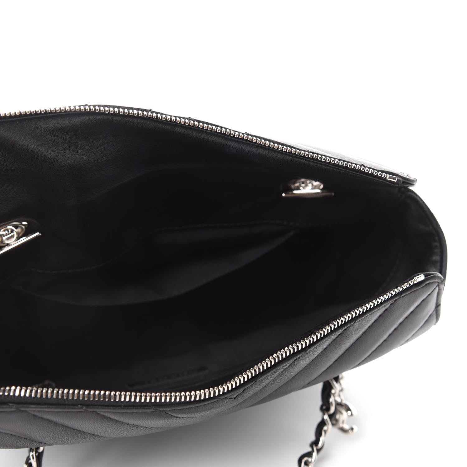 Chanel Lambskin Surpique Chevron Small Tote Black 5 of 10