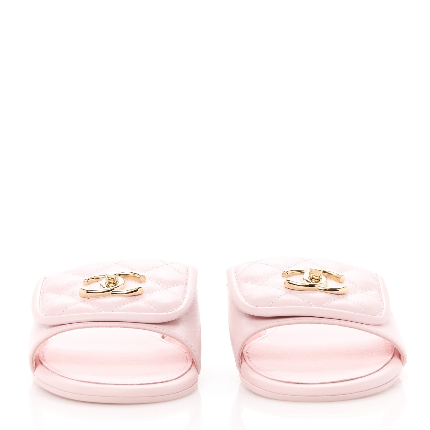 Chanel Lambskin Quilted Turnlock Flat Mules 38.5 Light Pink 2 of 10