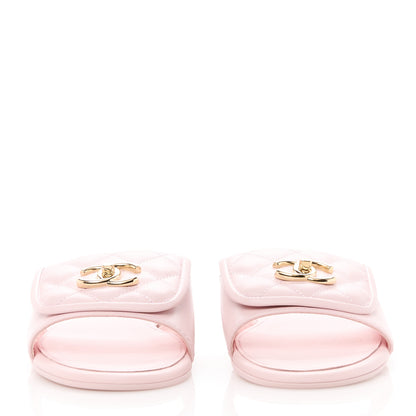Chanel Lambskin Quilted Turnlock Flat Mules 38.5 Light Pink 2 of 10