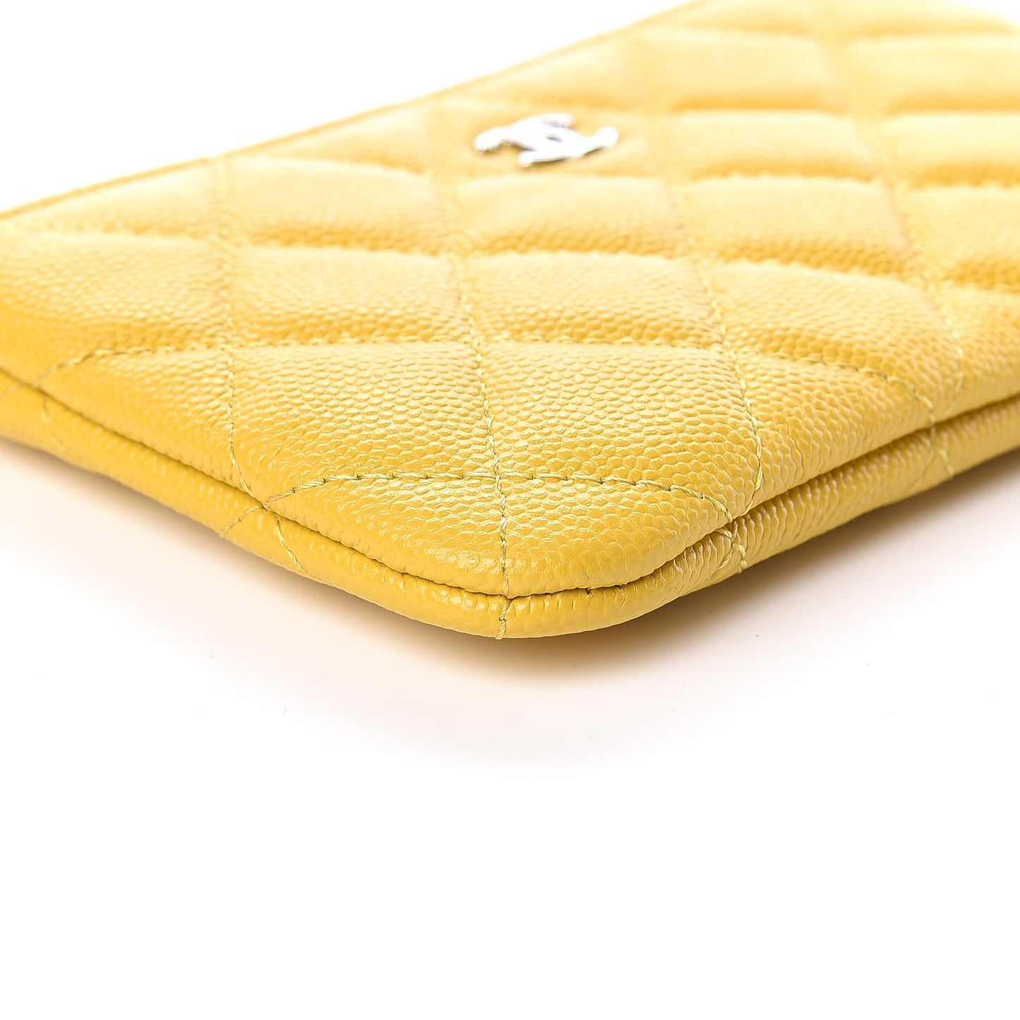 Caviar Quilted Small Cosmetic Case Yellow