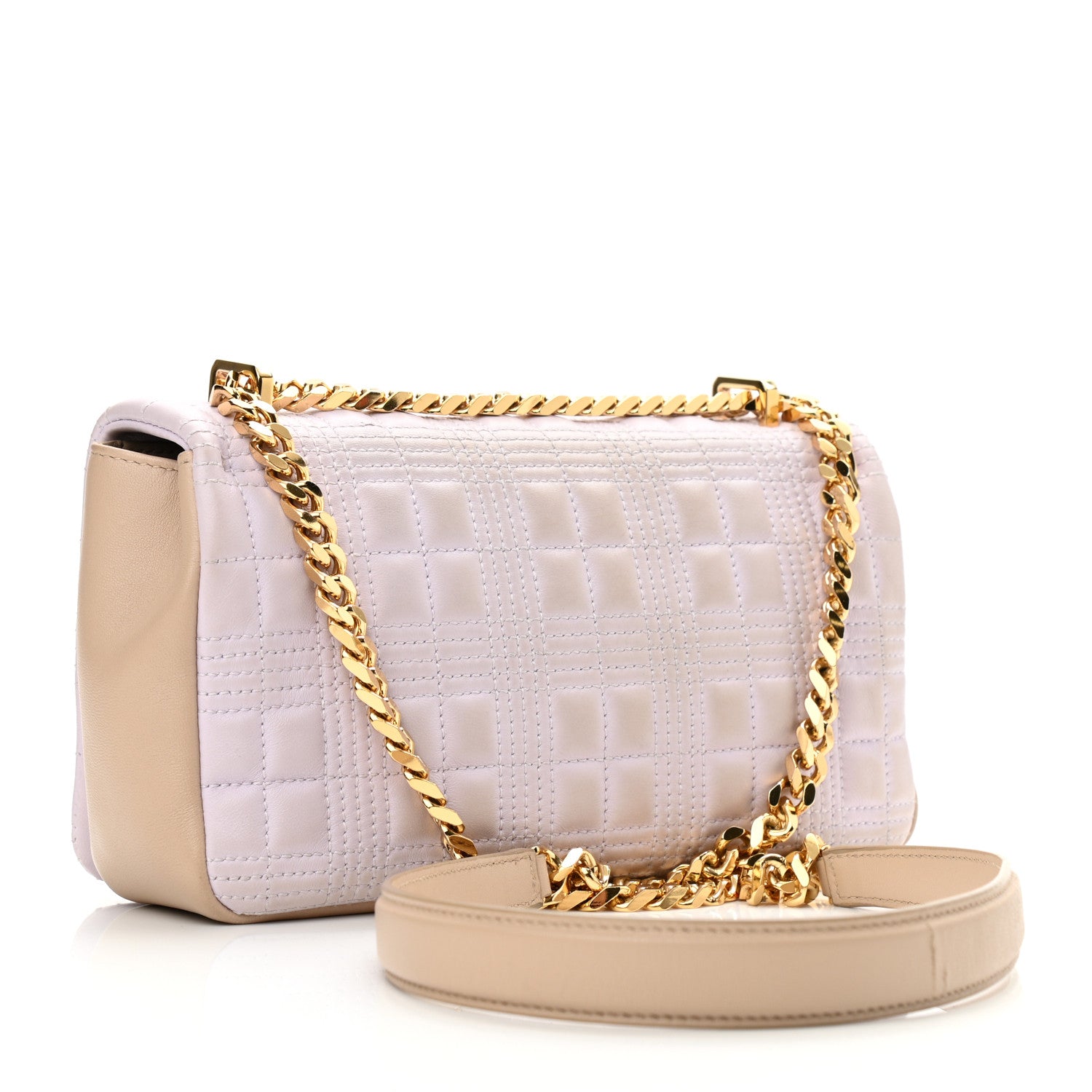 Burberry Lambskin Quilted Small Lola Bag Pale Thistle Soft Fawn 3 of 19