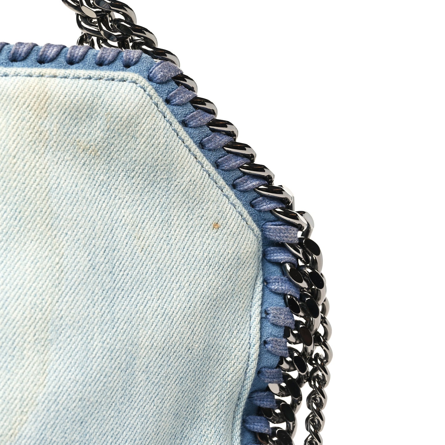 Denim Flower Mini Falabella Tote Blue