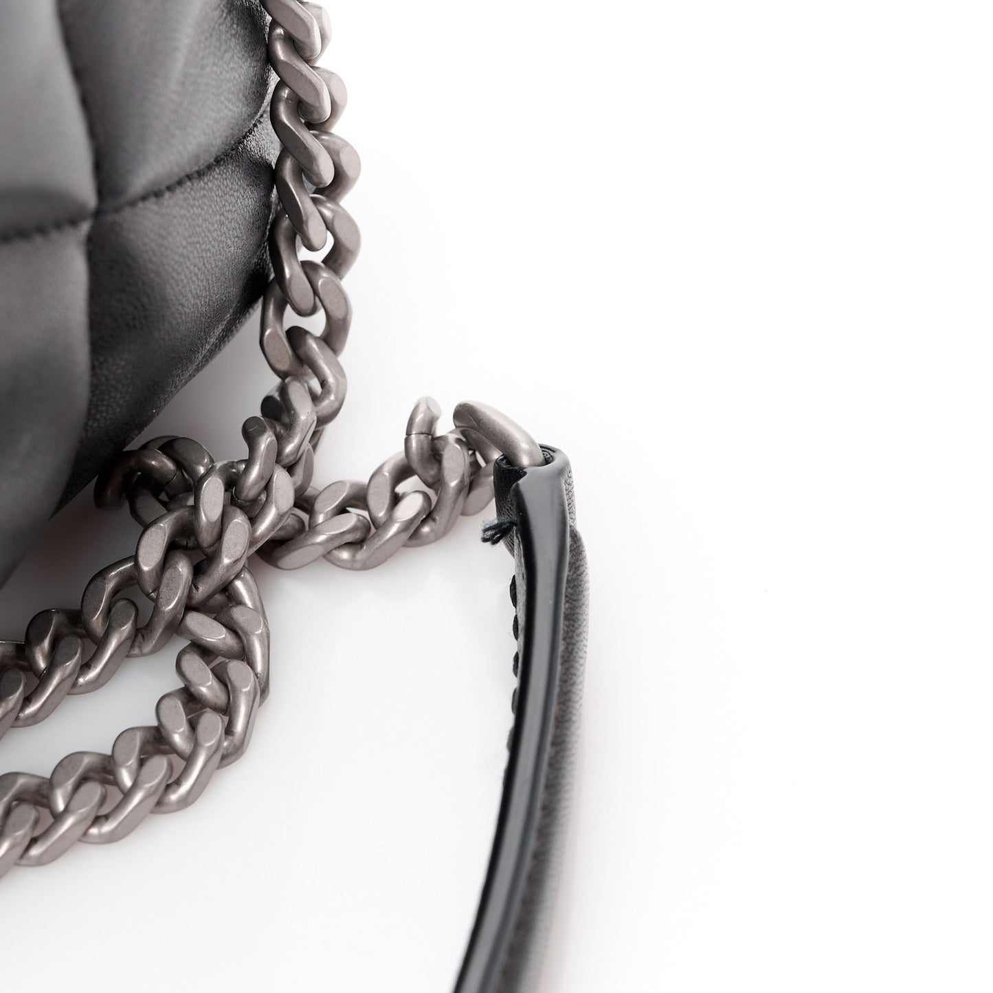 Lambskin Quilted Small Loulou Puffer Monogram Chain Satchel Black