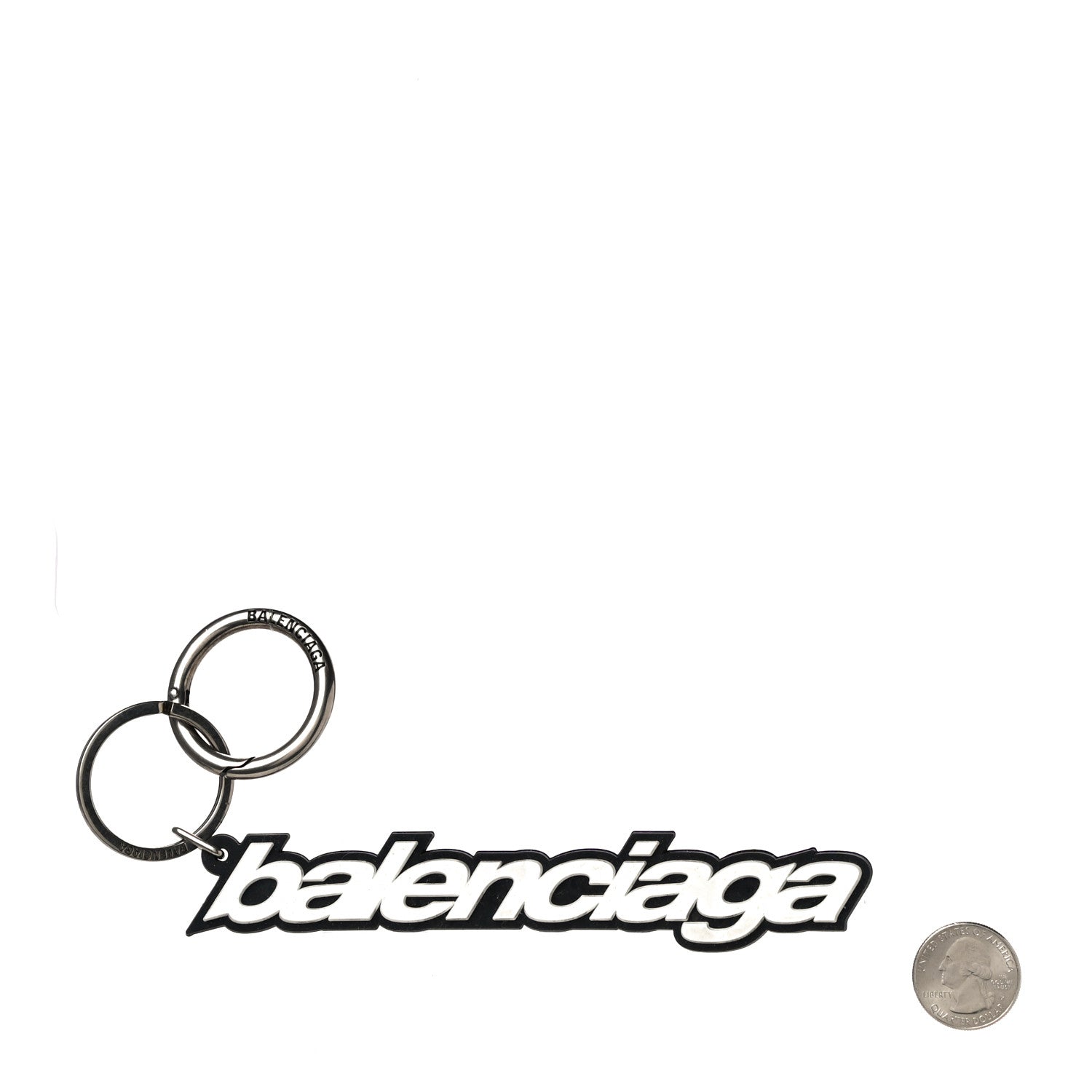 Balenciaga Rubber Logo Keyring White Black 944932 – FASHIONPHILE