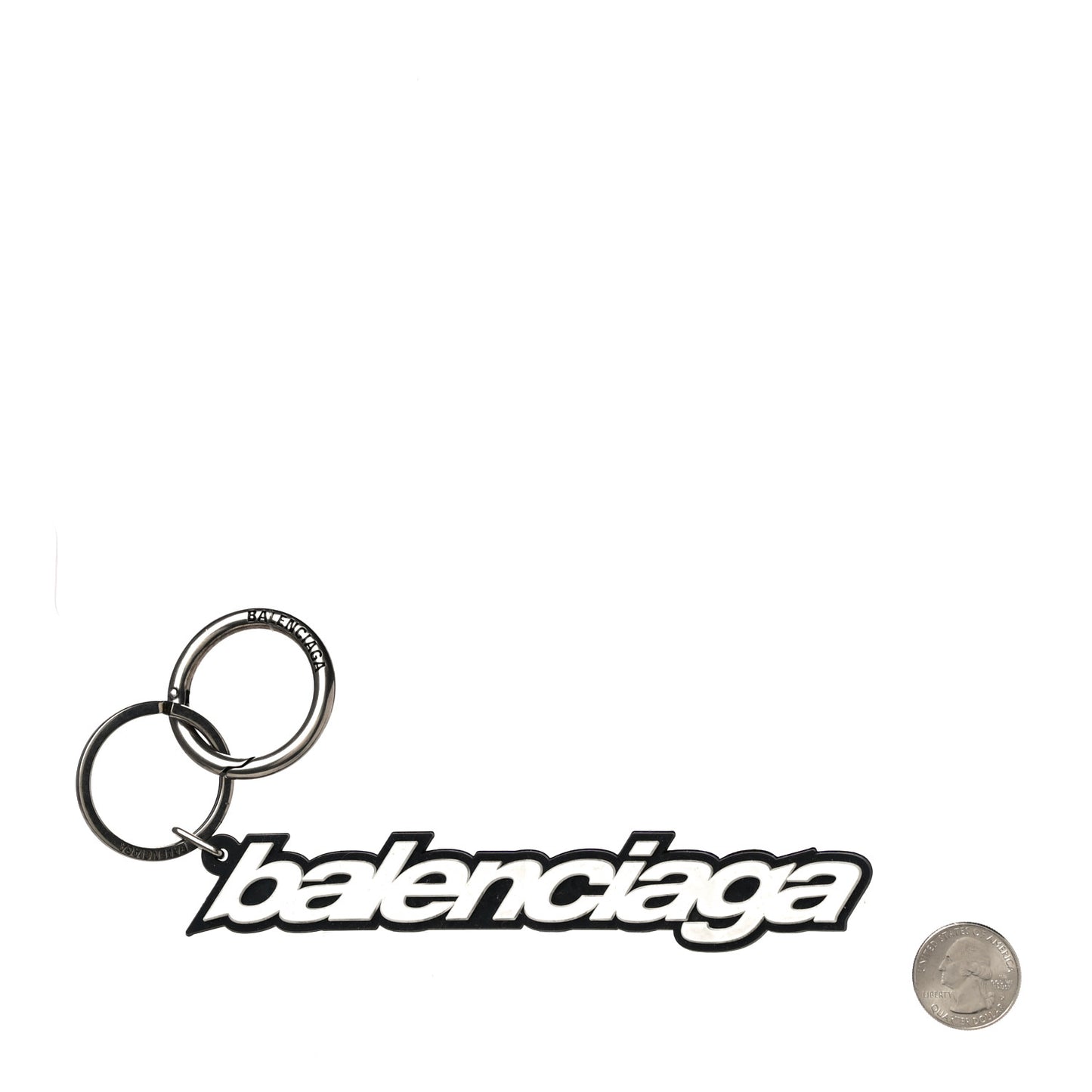 Rubber Logo Keyring White Black