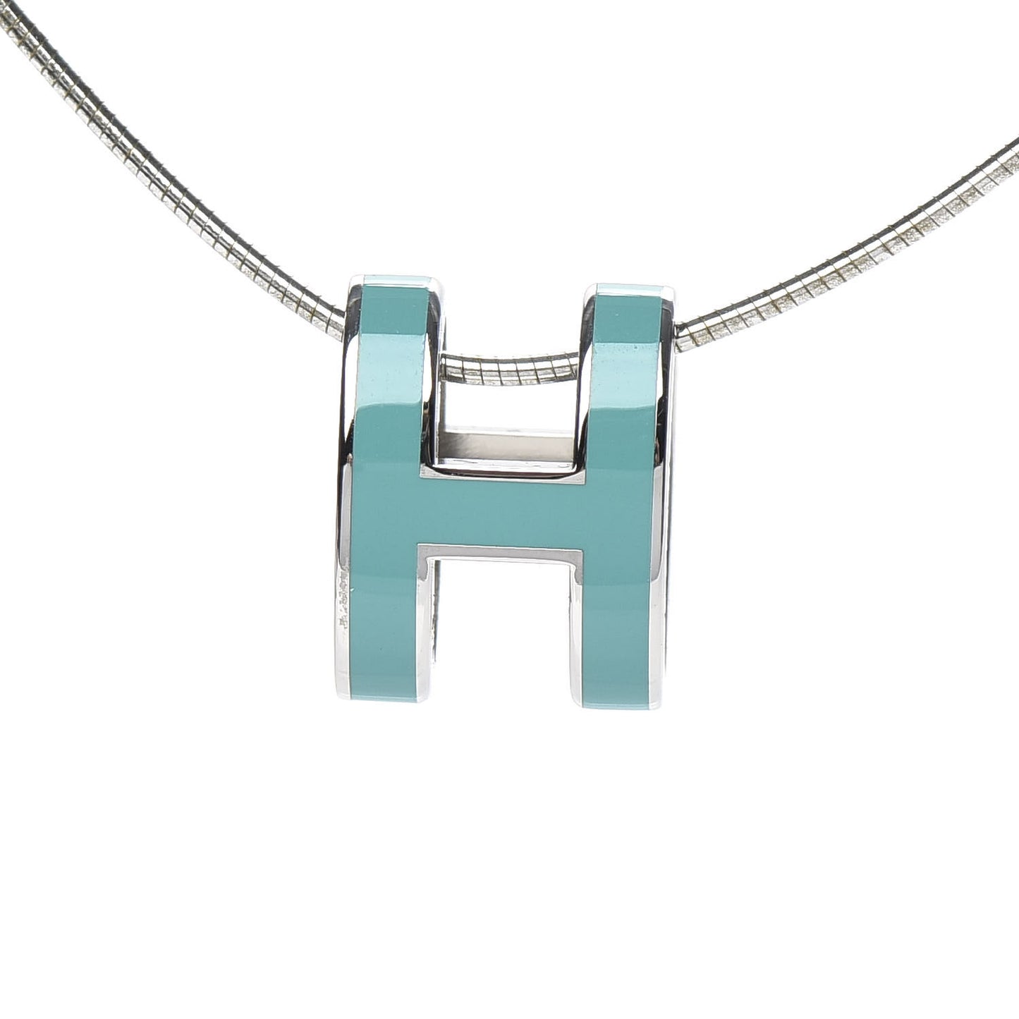 Lacquered Palladium Pop H Pendant Necklace Turquoise