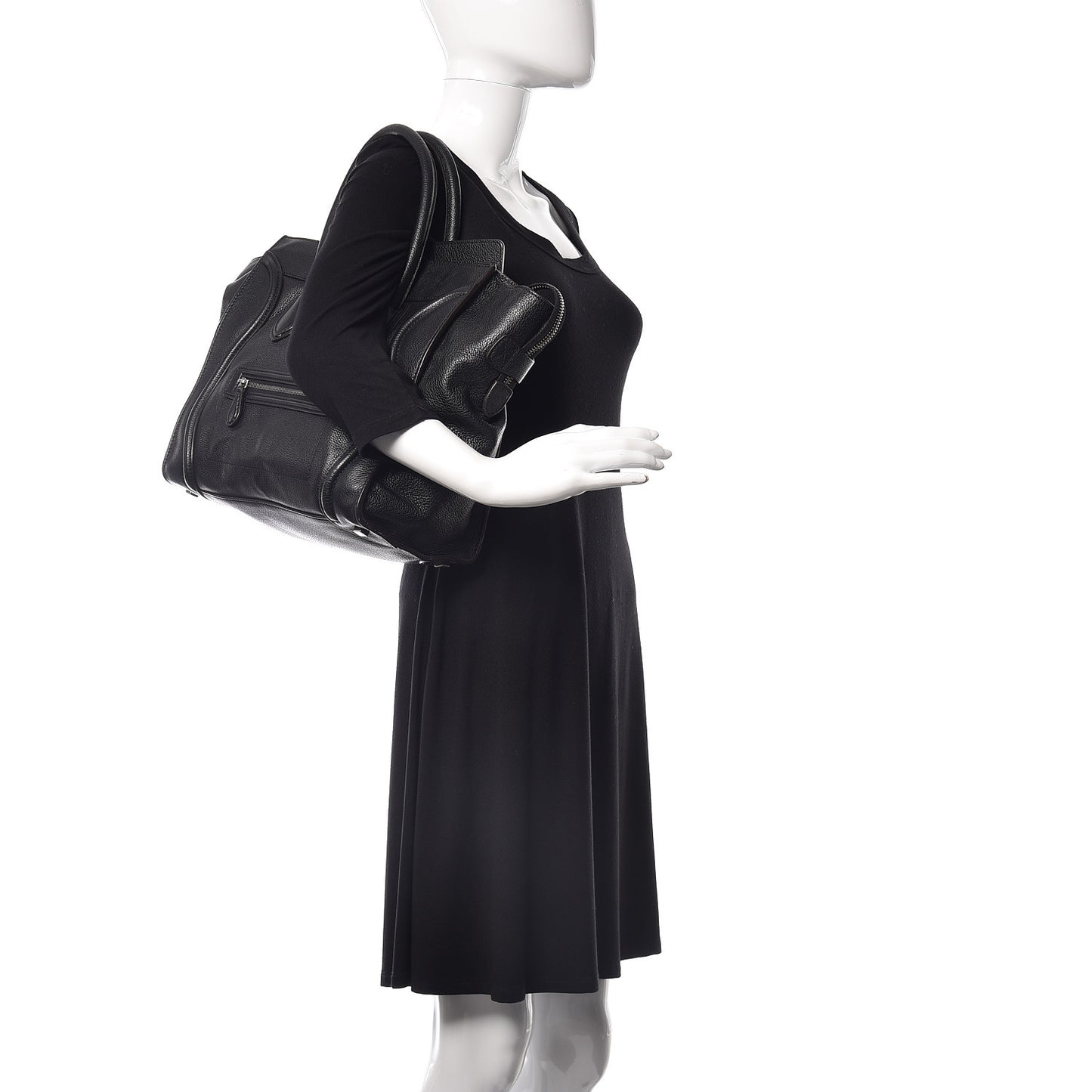 Drummed Calfskin Mini Luggage Black