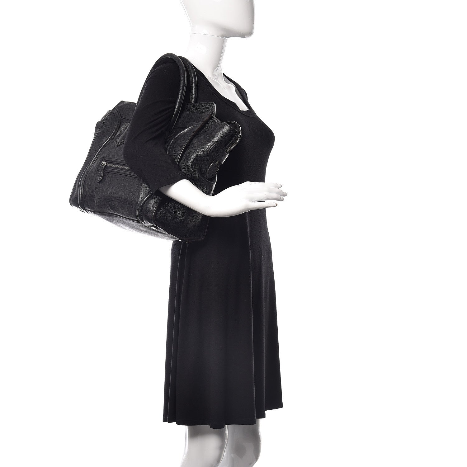 Celine Drummed Calfskin Mini Luggage Black 2 of 18