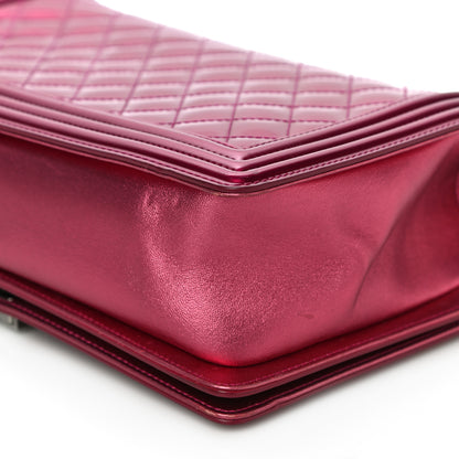 Chanel Metallic Patent Quilted New Medium Boy Flap Fuchsia 12 of 25