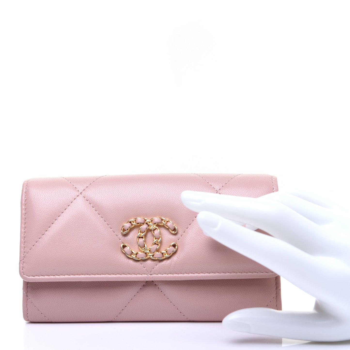 Goatskin Quilted 19 Flap Wallet Pink