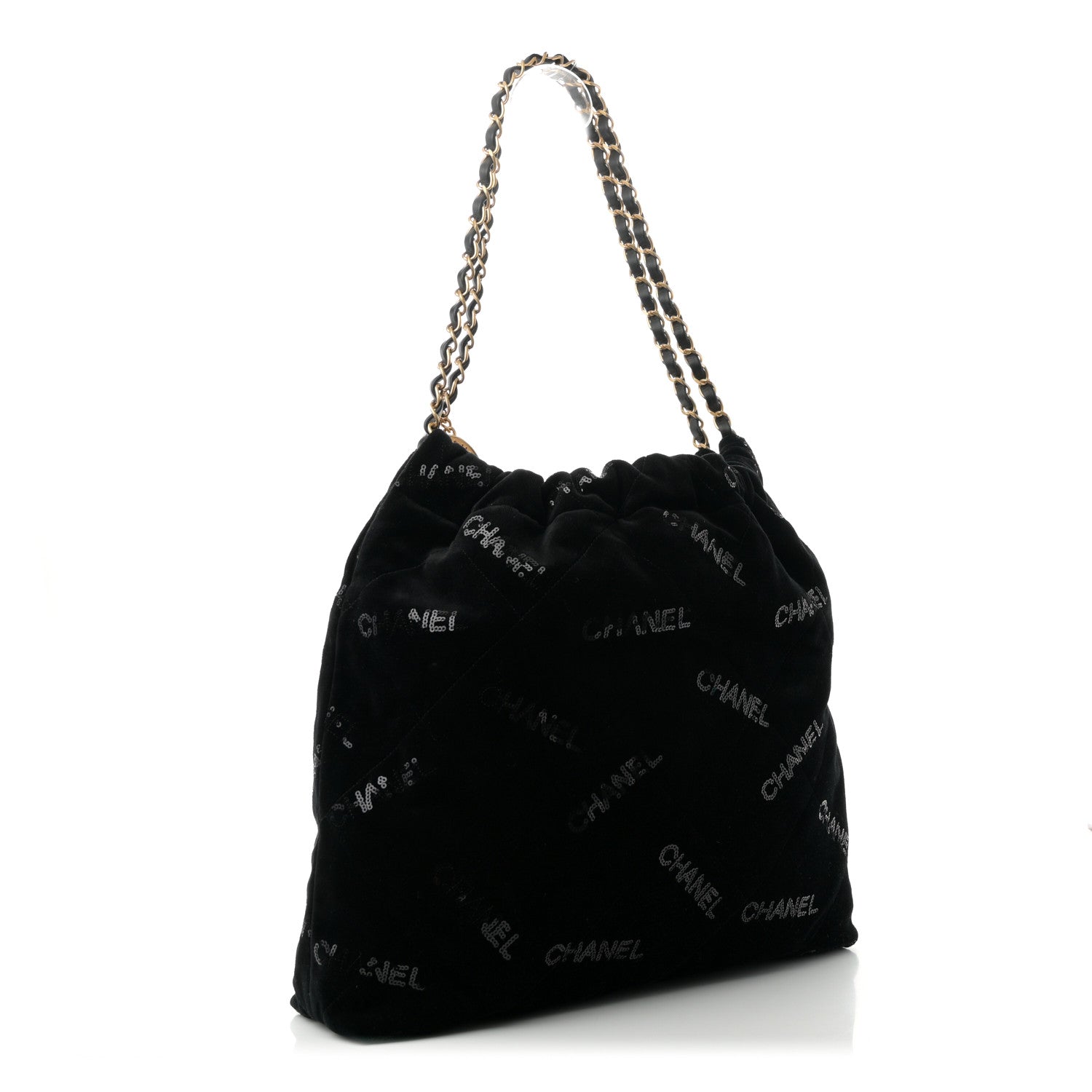 Chanel Velvet Sequin Quilted Chanel 22 Black 4 of 11