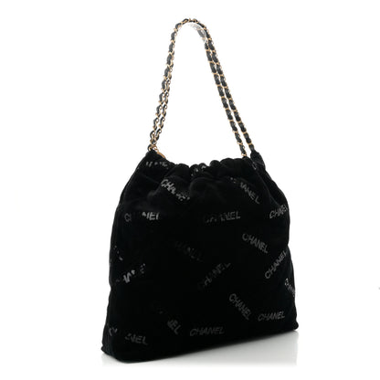 Chanel Velvet Sequin Quilted Chanel 22 Black 4 of 11