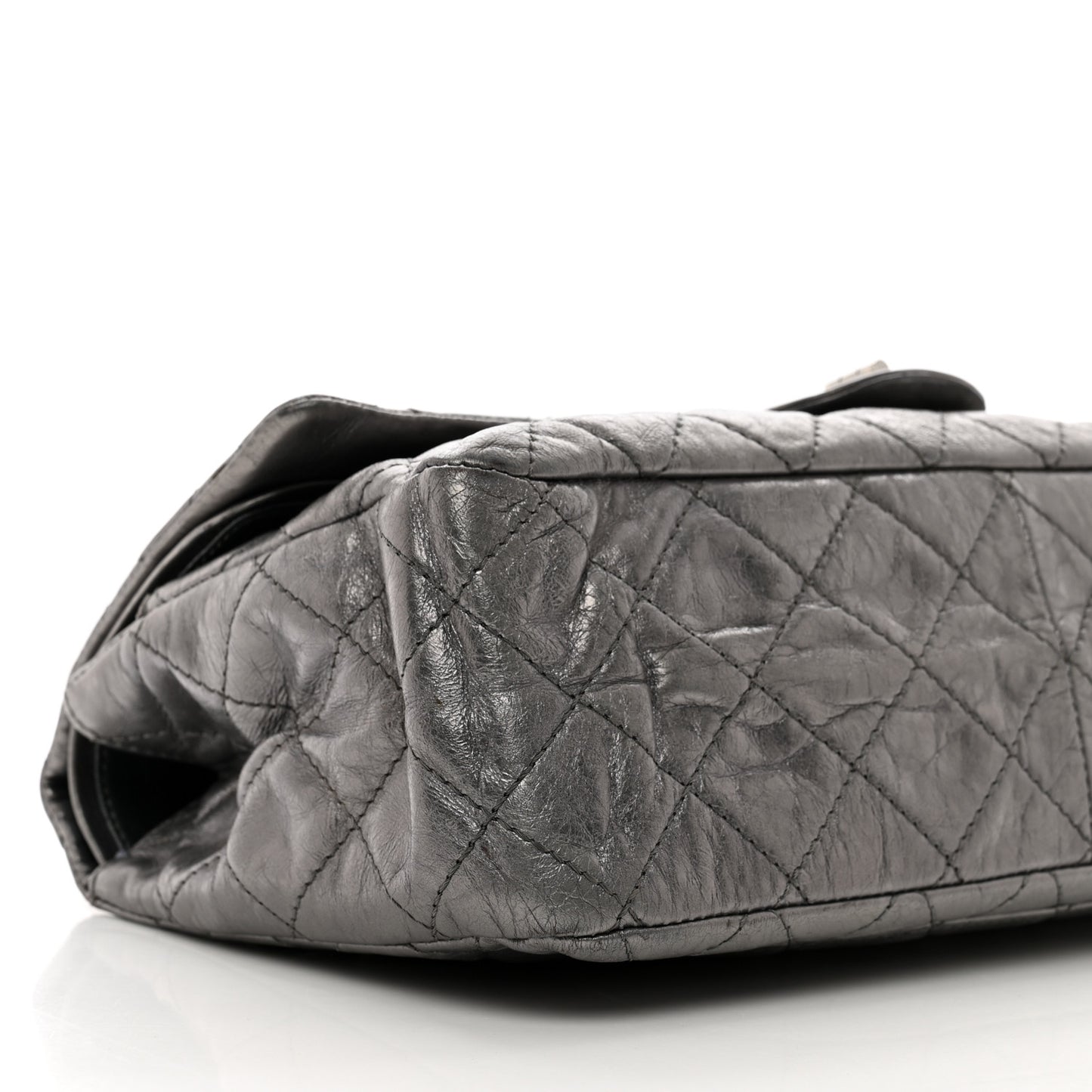 Metallic Aged Calfskin Quilted 2.55 Reissue 227 Flap Dark Silver