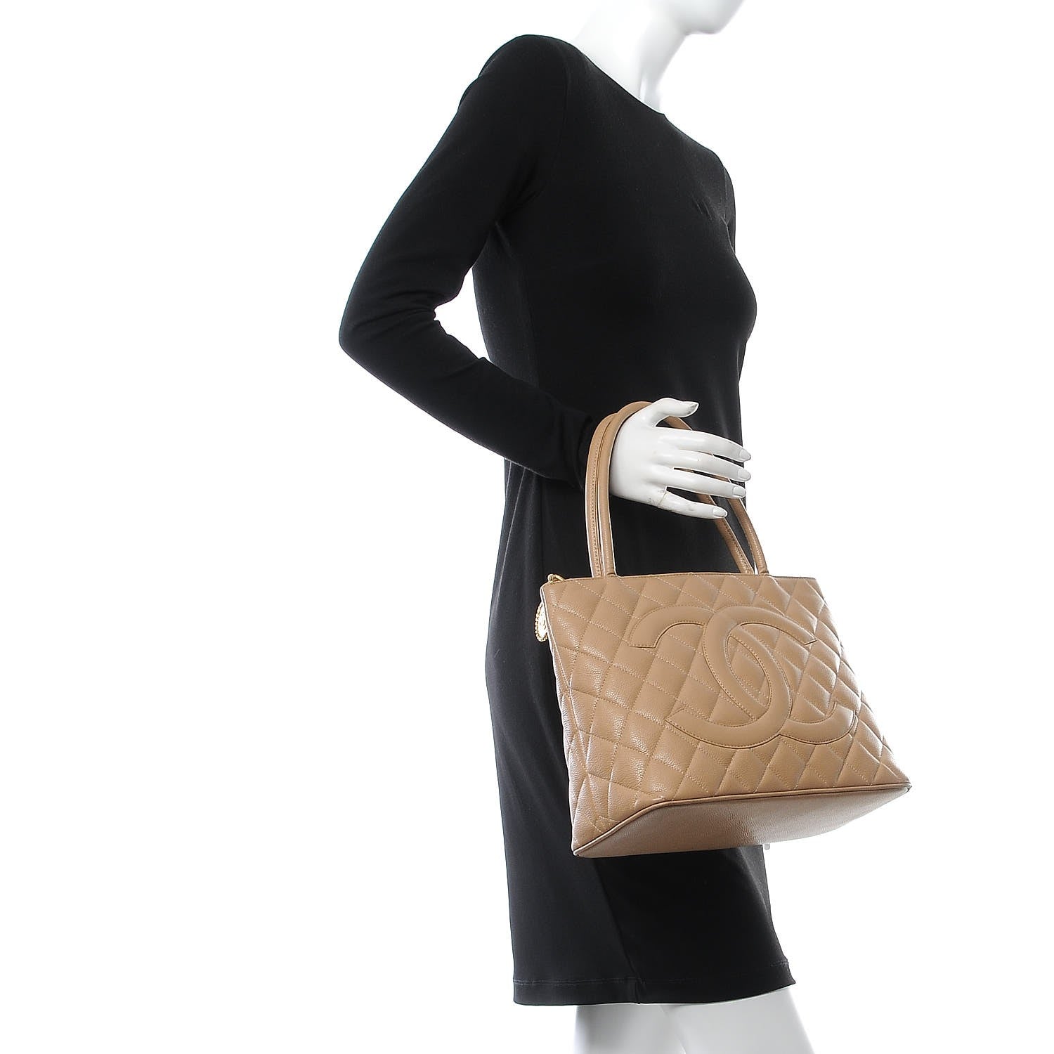 Chanel Caviar Quilted Medallion Tote Beige 2 of 14