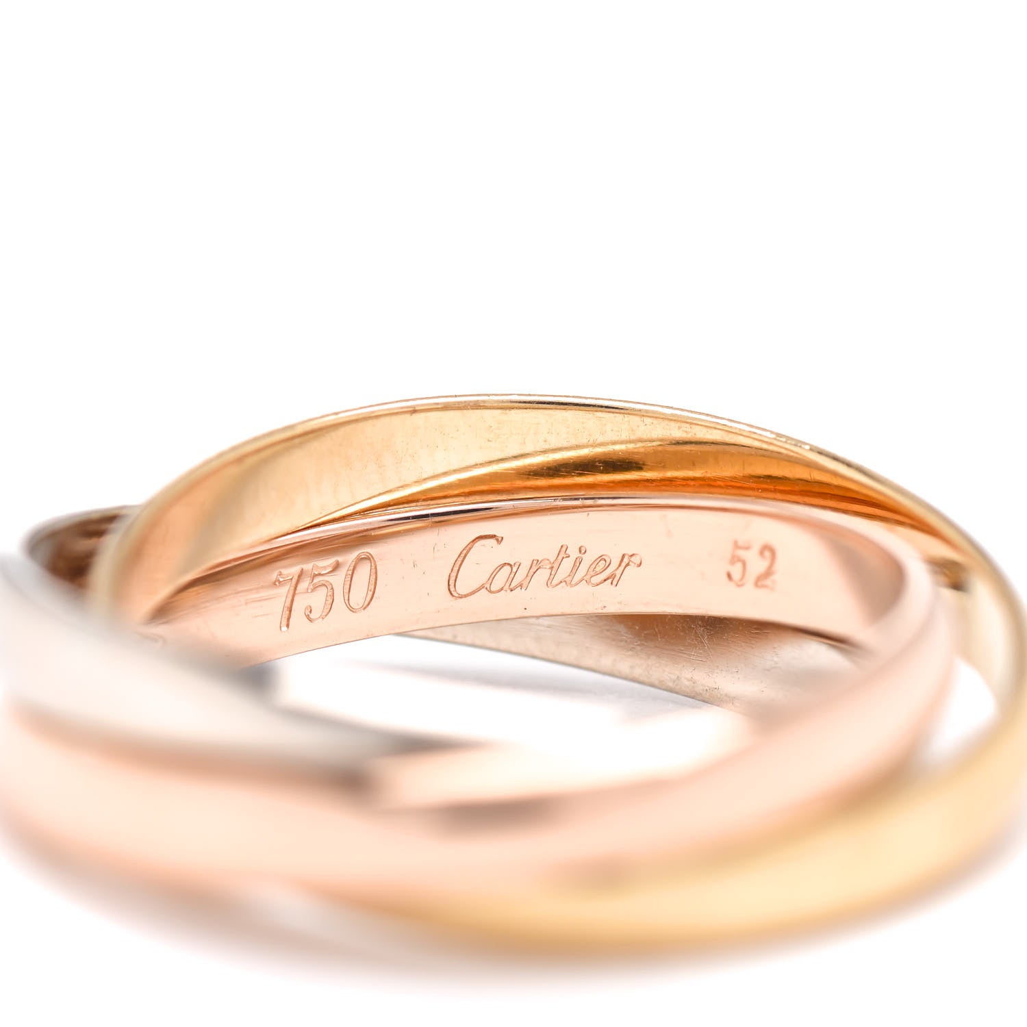 Cartier 18K Pink Yellow White Gold Small Trinity Ring 52 6 4 of 4