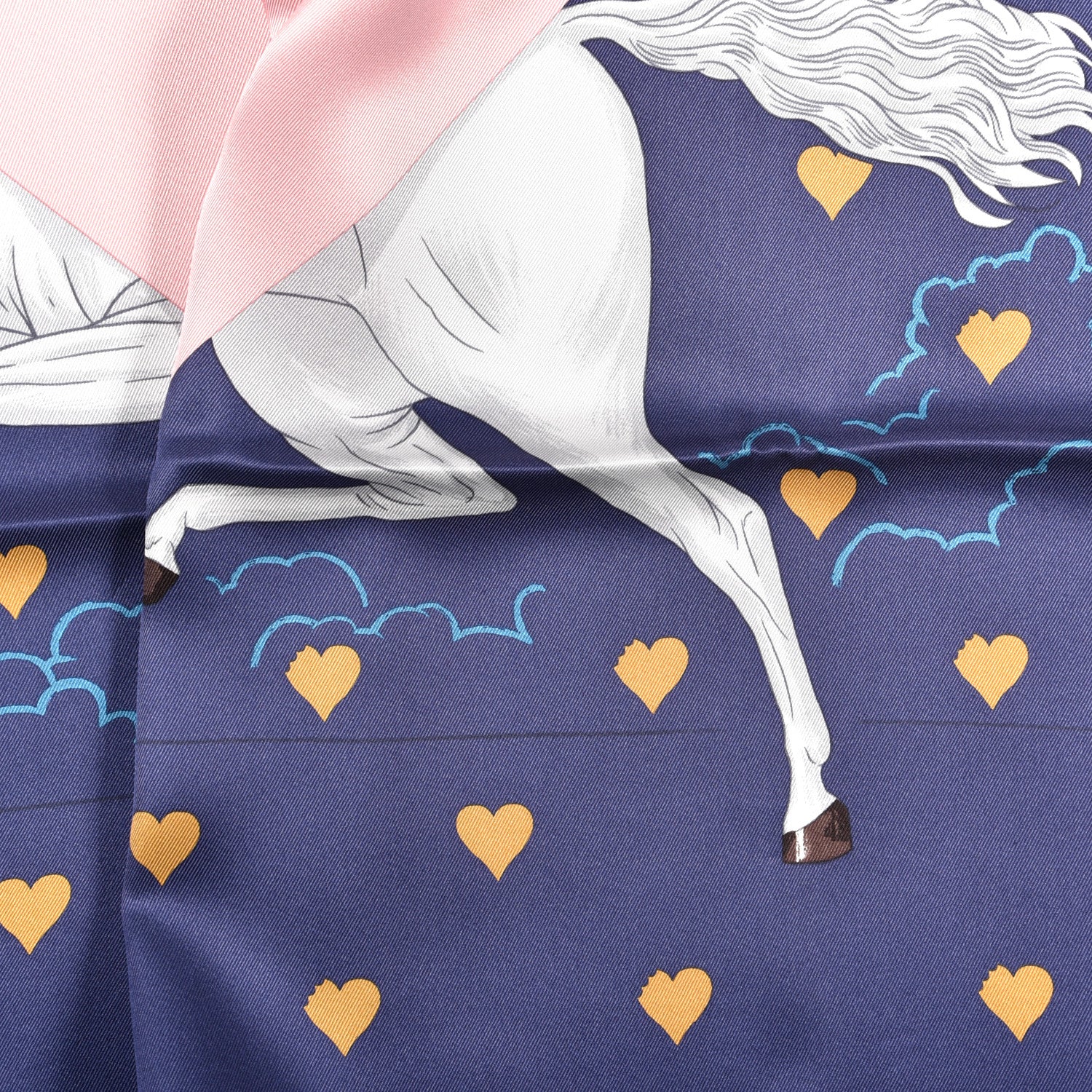 Hermes Silk Tea Time Scarf 70 Marine Vieux Rose 8 of 8