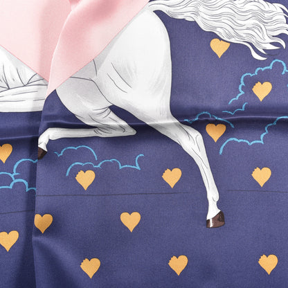 Hermes Silk Tea Time Scarf 70 Marine Vieux Rose 8 of 8