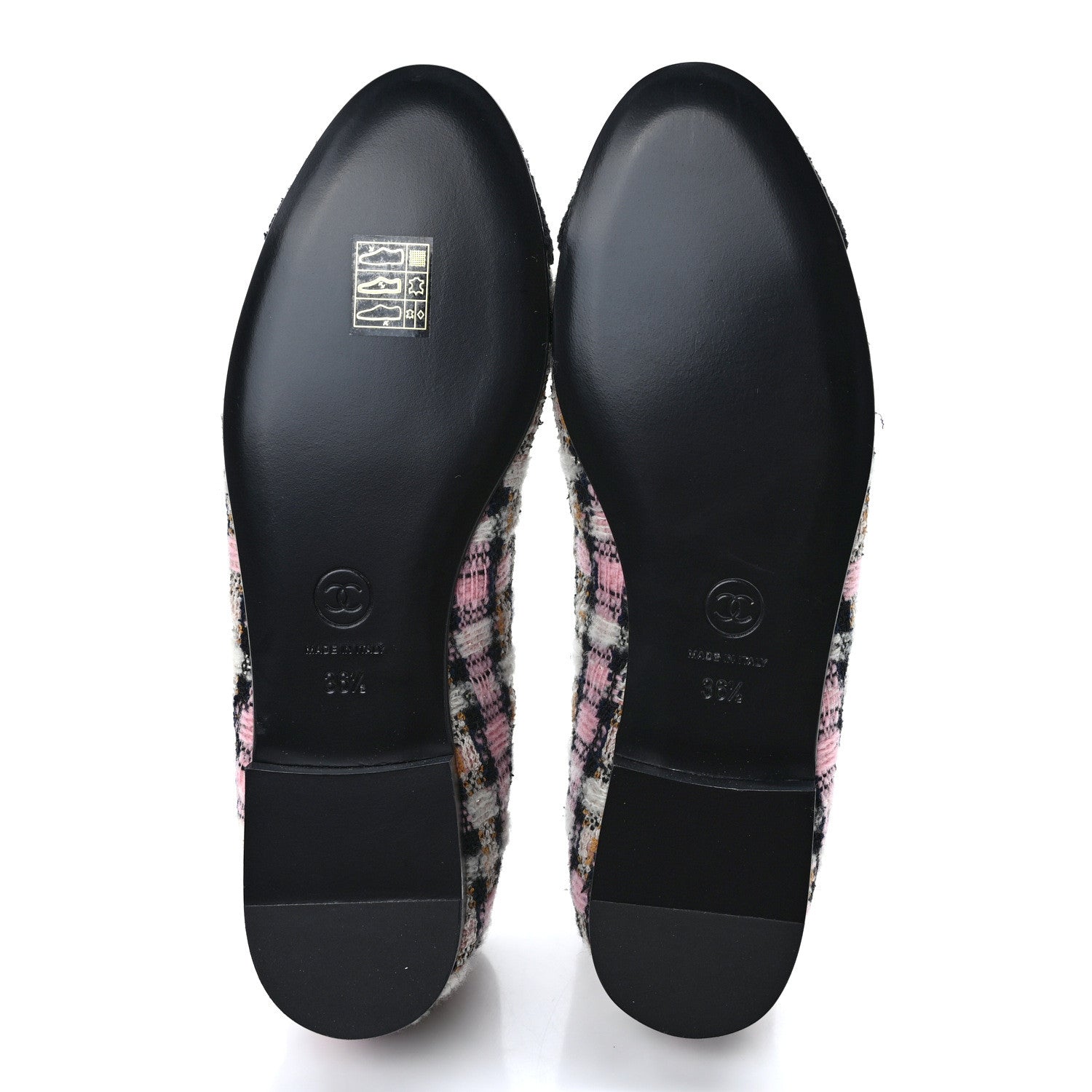 Chanel Wool Cotton Tweed Corduroy Cap Toe Ballerina Flats 36 Multicolor Black 5 of 9