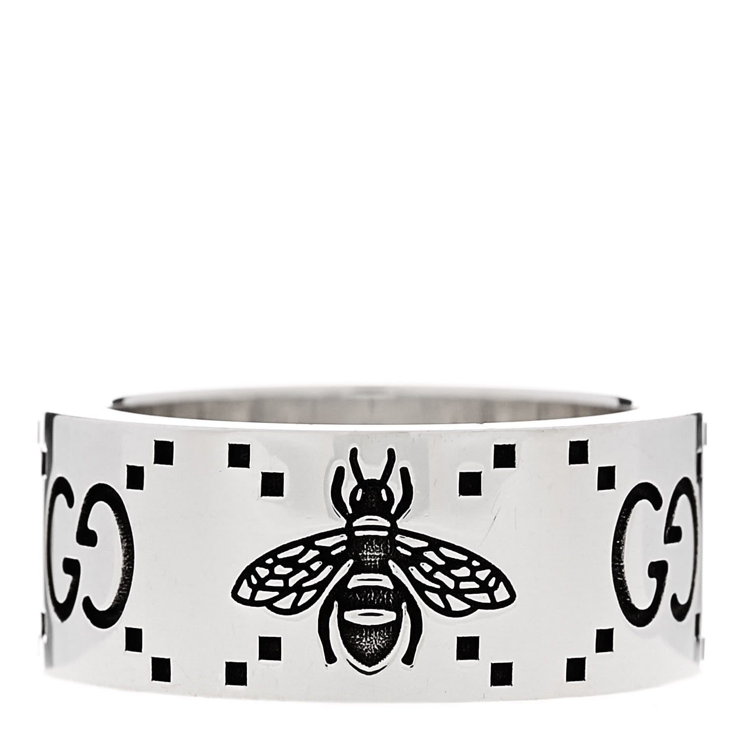 Gucci Sterling Silver GG Bee Band Ring 54 7 1 of 6