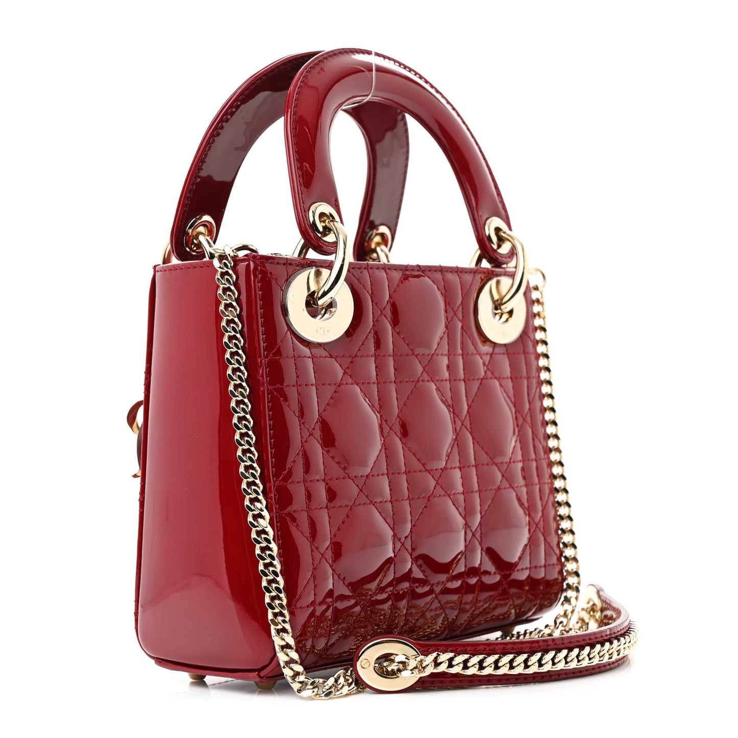 Patent Cannage Mini Lady Dior Red