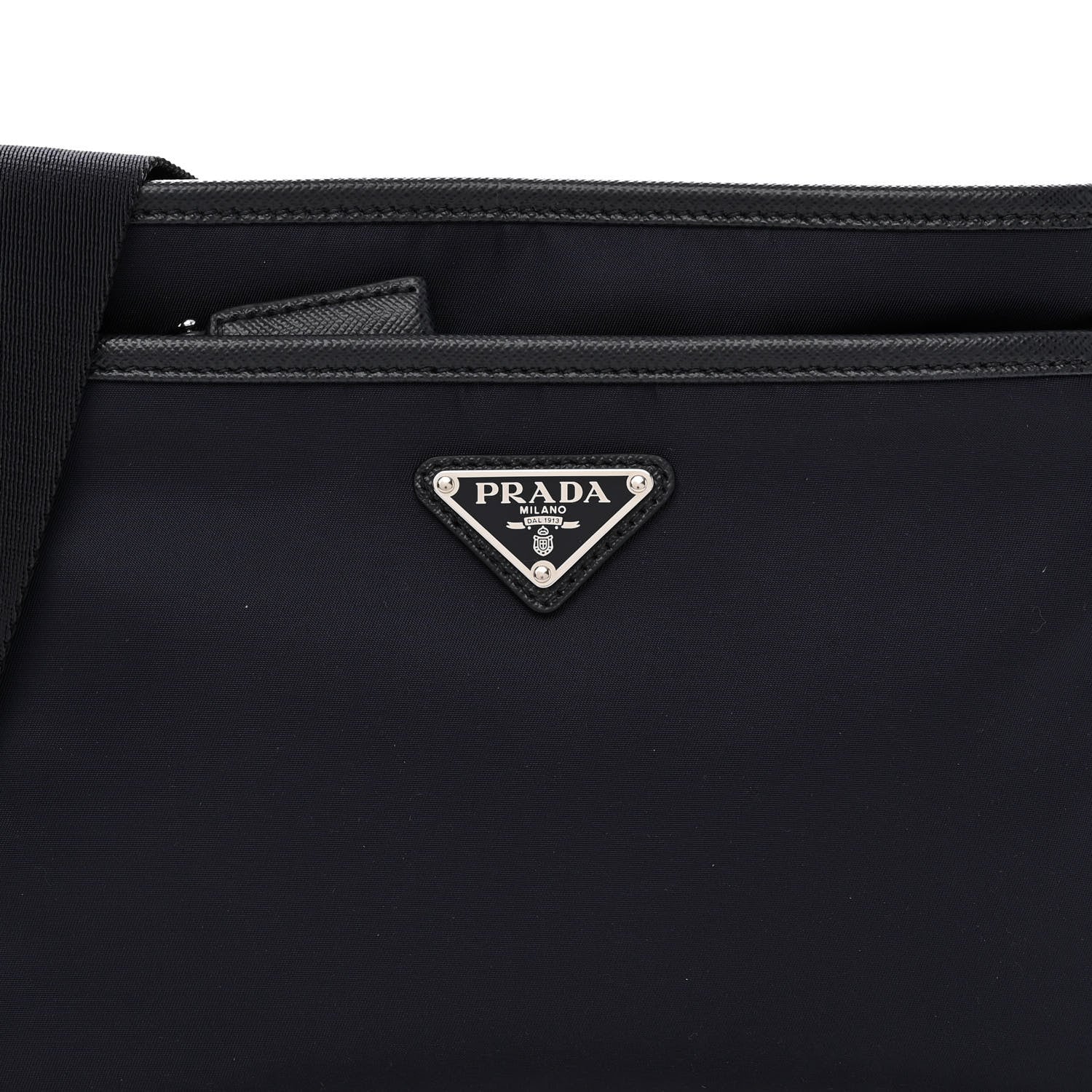Prada Tessuto Nylon Saffiano Messenger Bag Blue 7 of 9