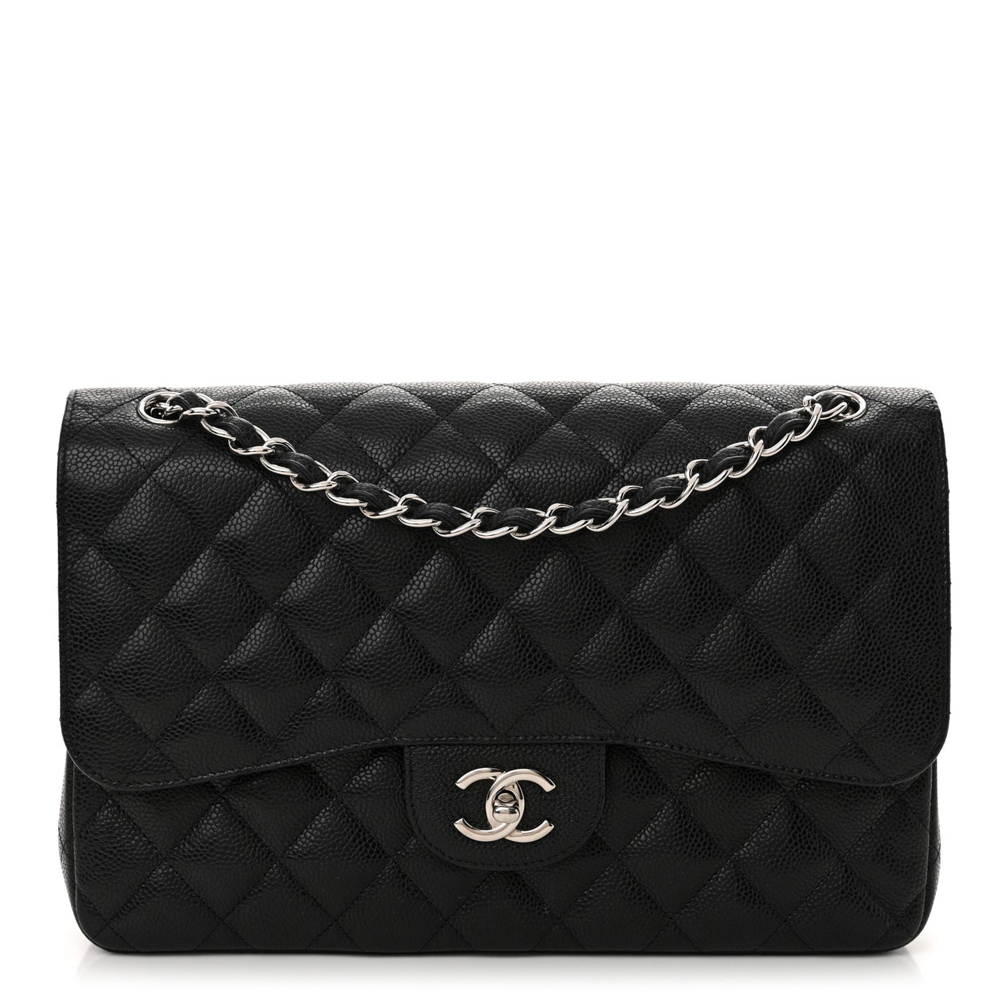 Caviar Quilted Jumbo Double Flap Black
