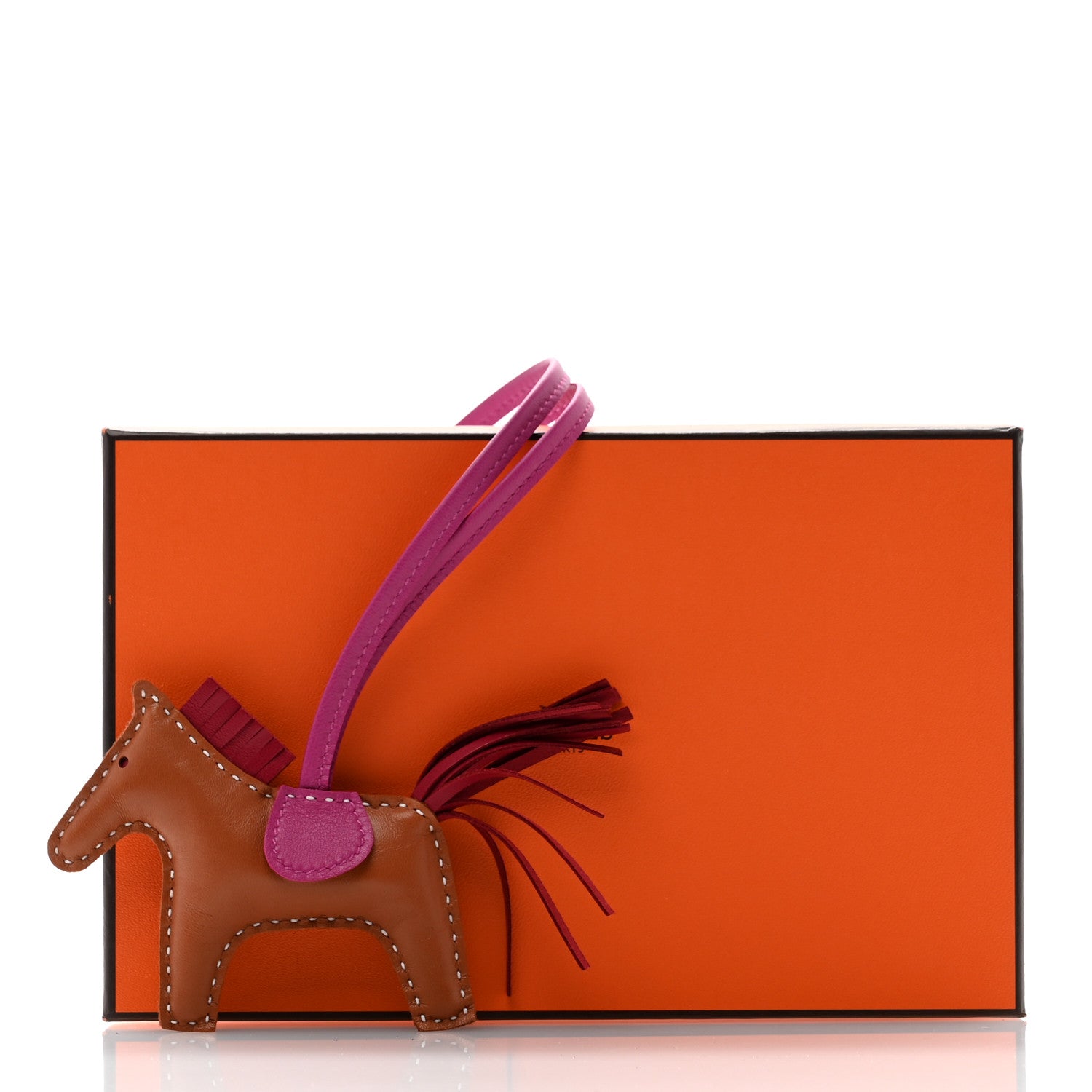 Hermes Milo Lambskin Grigri Rodeo Horse Bag Charm PM Gold Rubis Rose Poupre 5 of 5