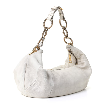 Prada Deerskin Tamponato Hobo White 4 of 15