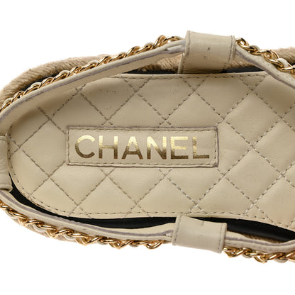 Chanel Lambskin Chain CC Thong Espadrille Sandals 37 White 6 of 8