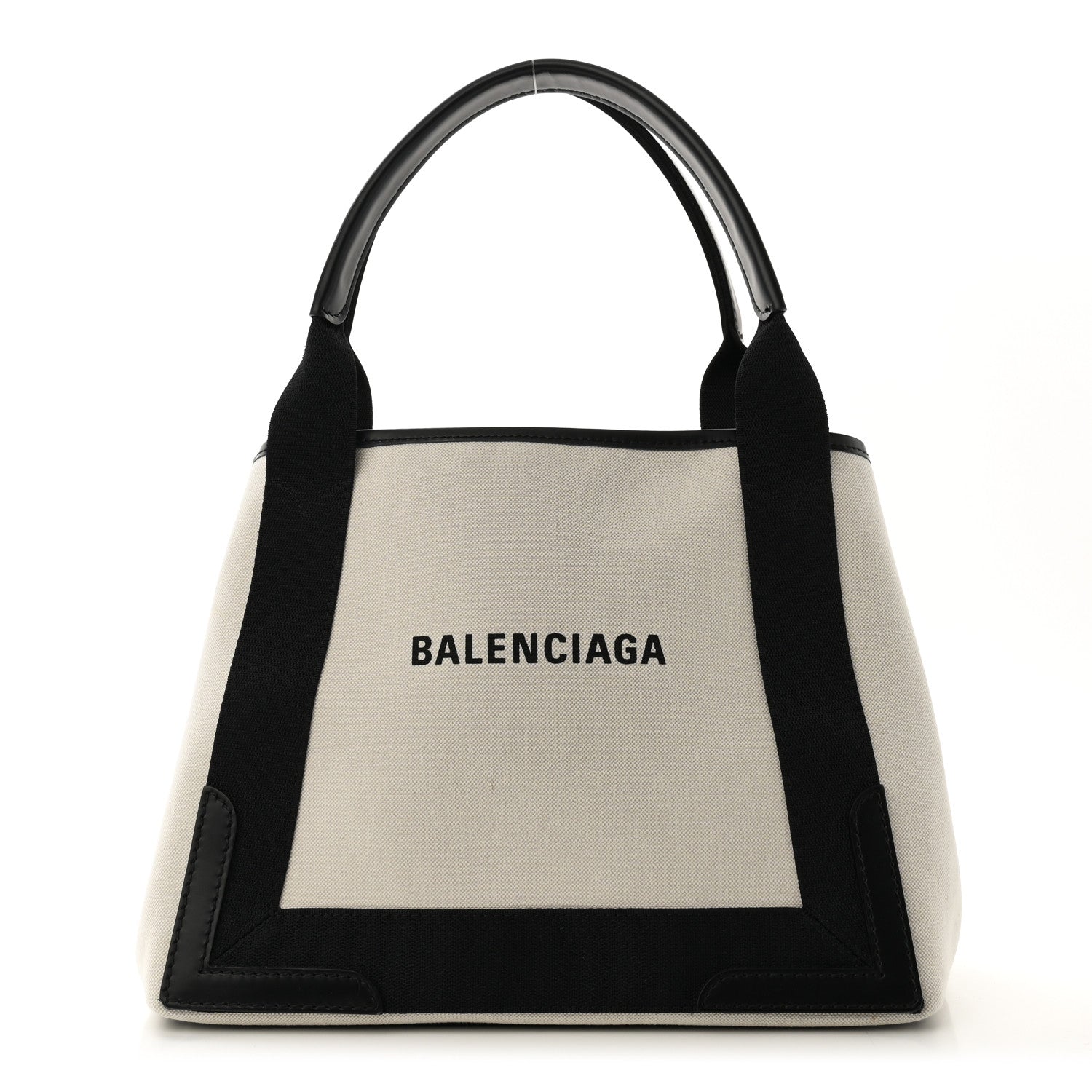 Balenciaga Cotton Canvas Satin Calfskin S Navy Cabas Natural Black 1 of 10