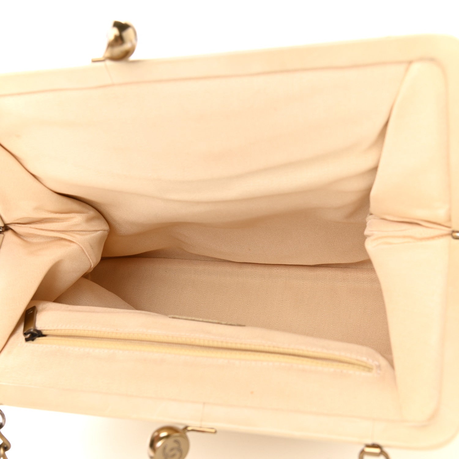 Chanel Glazed Calfskin Kisslock Frame Bag Beige 5 of 11