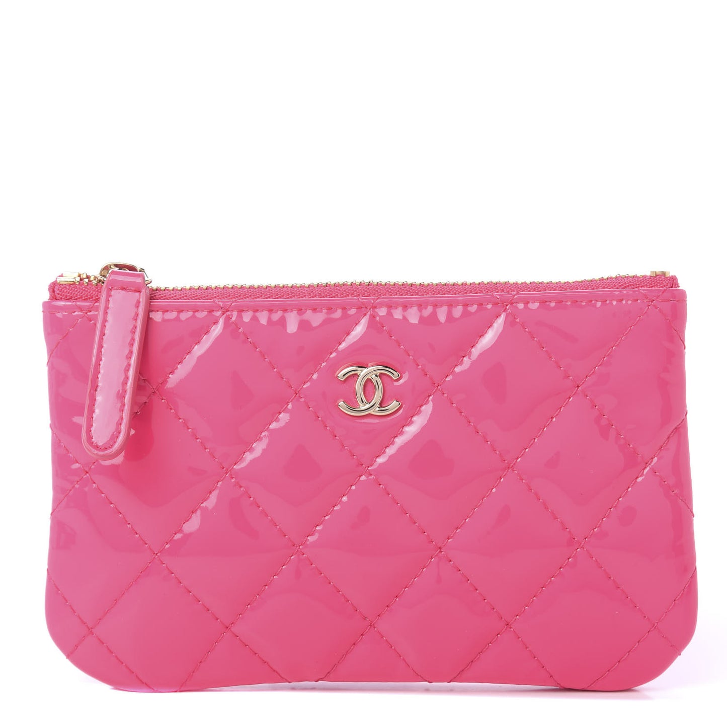 Patent Quilted Small Cosmetic Case Pink