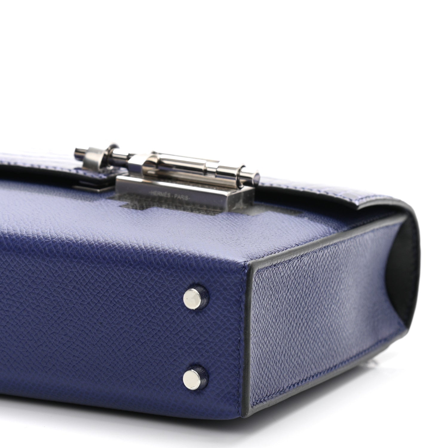 Hermes Epsom Shiny Alligator Mini Verrou Chaine Bag Bleu Encre Black 10 of 11