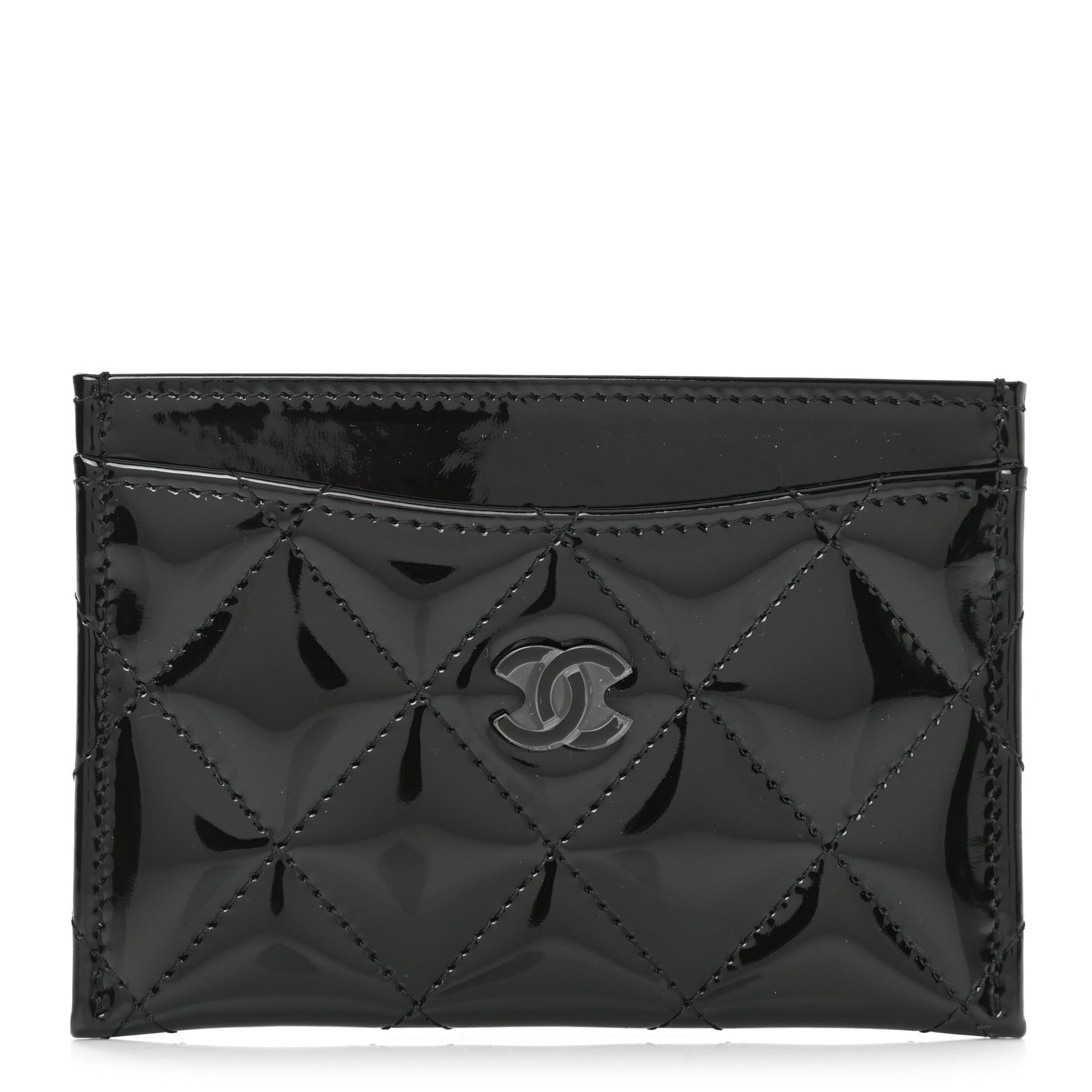 Chanel Patent Calfskin Quilted Card Holder So Black 1 of 9