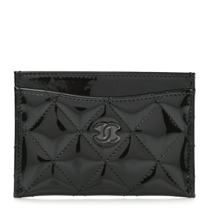 Chanel Patent Calfskin Quilted Card Holder So Black 1 of 9