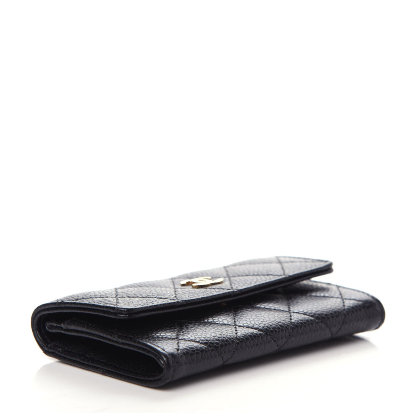 Caviar Quilted Flap Card Holder Black