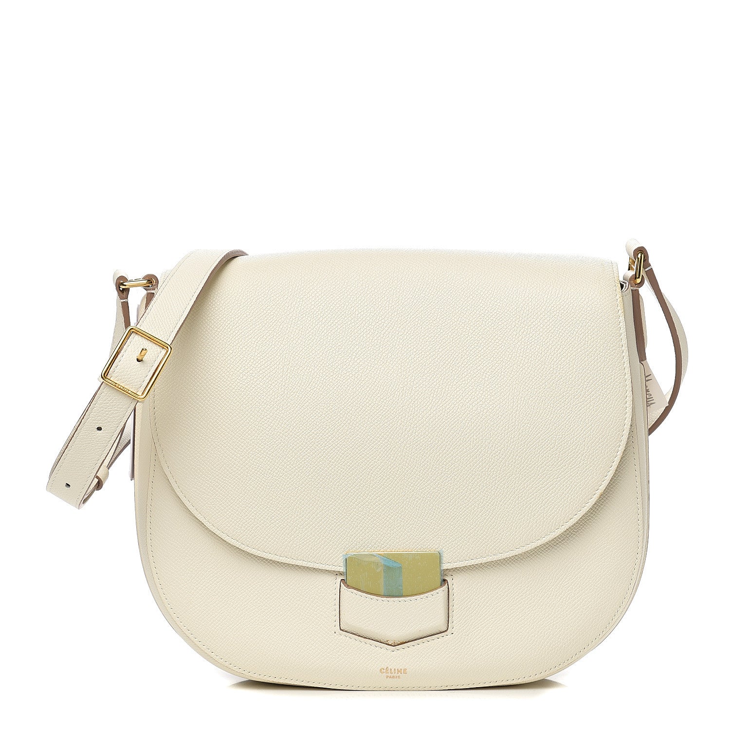 Celine Grained Calfskin Medium Trotteur White 1 of 9
